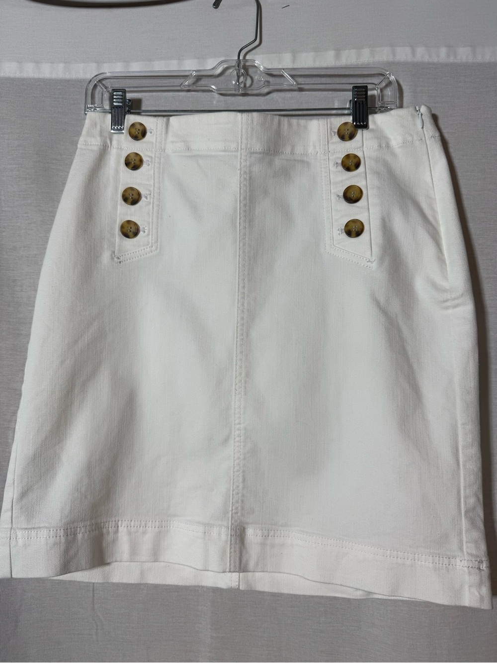 Talbots White Mini Skirt with Decorative Buttons Size 8